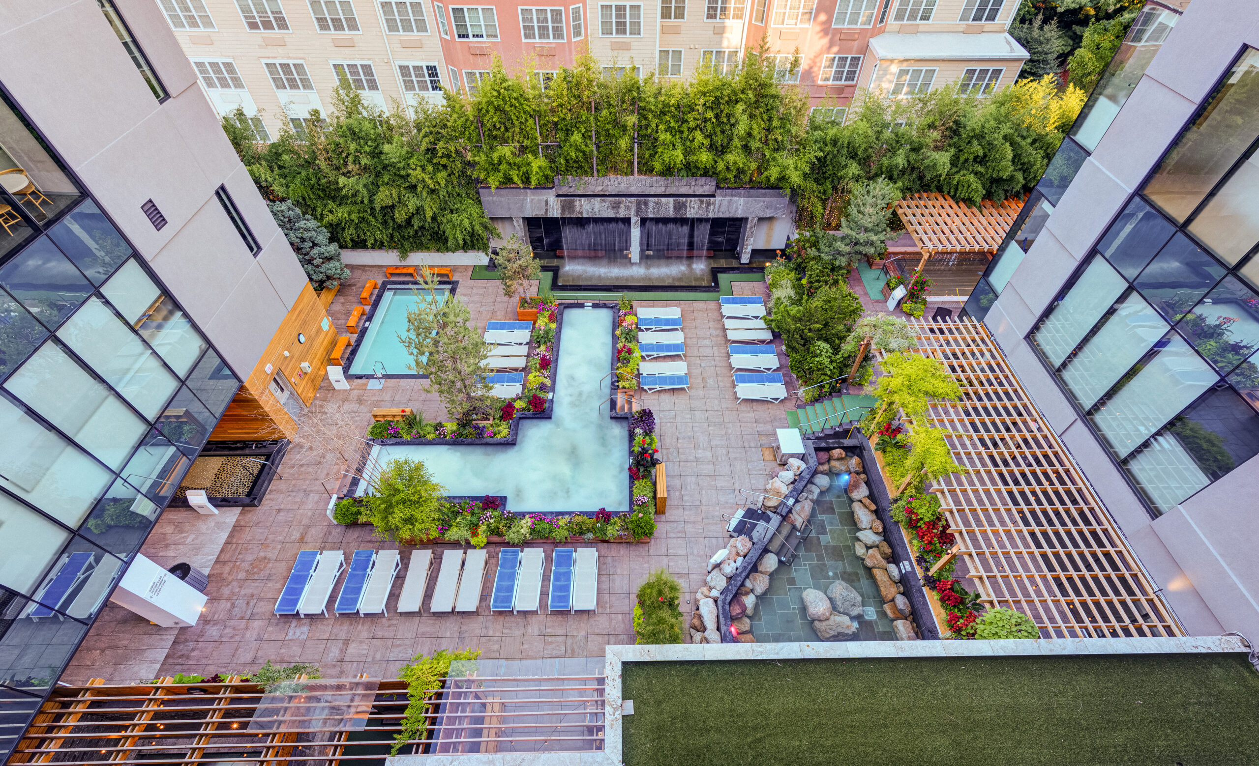 Aerial View of SoJo Spa Club's Outdoor Baths